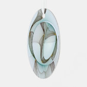 Abstracte Art Turquoise Brown Gold Elegance Oval Metalen Ornament (Voorkant links)