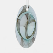 Abstracte Art Turquoise Brown Gold Elegance Oval Metalen Ornament (Voorkant Rechts)