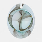 Abstracte Art Turquoise Brown Gold Elegance Oval Metalen Ornament (Achterkant)