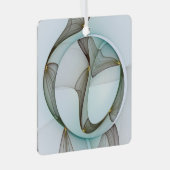 Abstracte Art Turquoise Brown Gold Elegance Square Metalen Ornament (Voorkant Rechts)