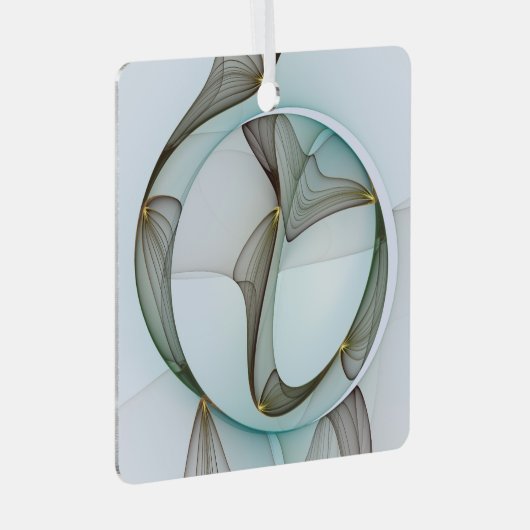 Abstracte Art Turquoise Brown Gold Elegance Square Metalen Ornament (Voorkant Rechts)