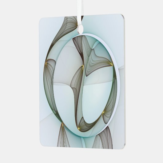 Abstracte Art Turquoise Brown Gold Elegance Square Metalen Ornament (Voorkant links)