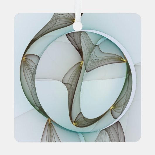 Abstracte Art Turquoise Brown Gold Elegance Square Metalen Ornament (Achterkant)