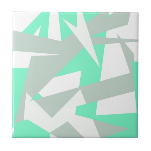 Abstracte Art Turquoise Gray White Pastel Tegeltje (Voorkant)