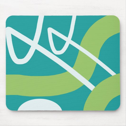 Abstracte Art Turquoise Lime Green White Muismat (Voorkant)