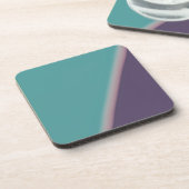 Abstracte Art Turquoise Paars Bier Onderzetter (Linkerzijde)