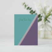Abstracte Art Turquoise Paars Briefkaart (Staand voorkant)