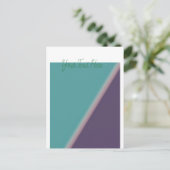 Abstracte Art Turquoise Paars Briefkaart (Staand voorkant)