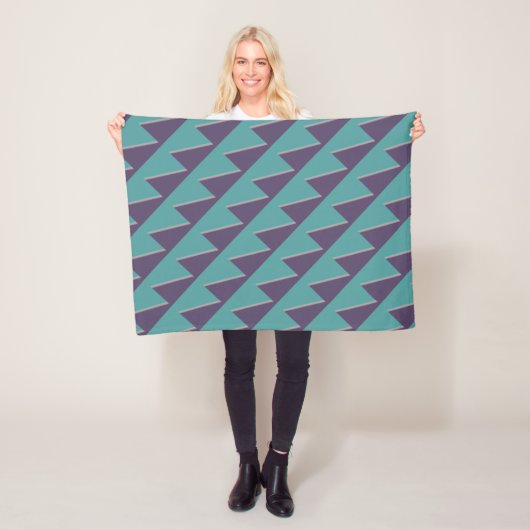 Abstracte Art Turquoise Paars Fleece Deken (In situ)