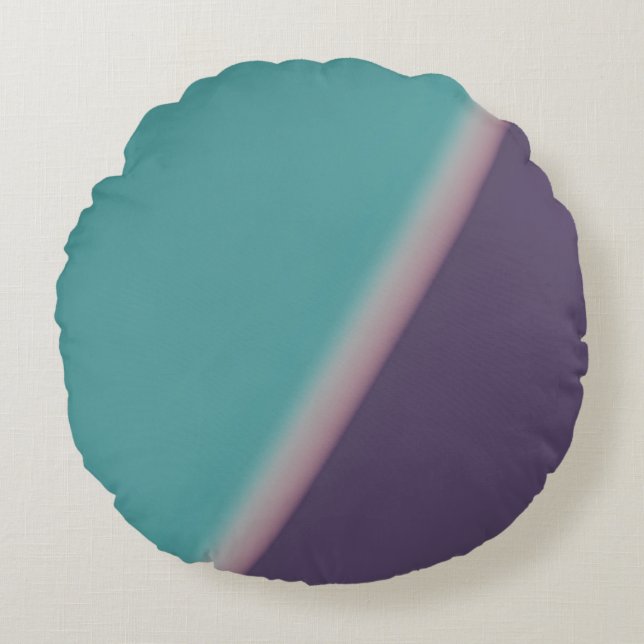 Abstracte Art Turquoise Paars Rond Kussen (Voorkant)
