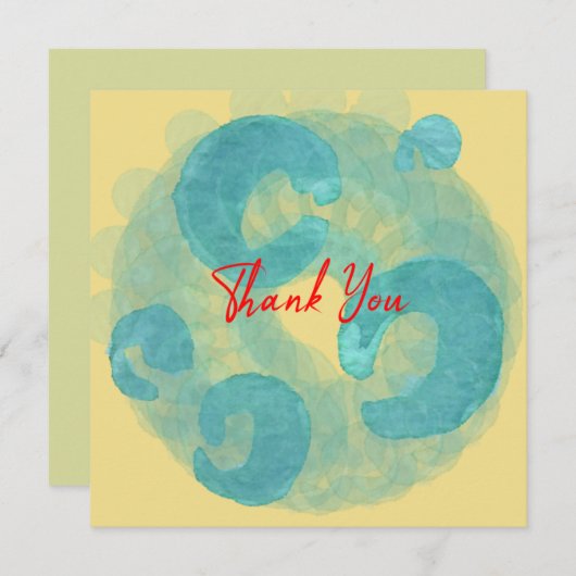 Abstracte art van Elegant Blue en Beige Waterverf Bedankkaart (Voorkant / Achterkant)