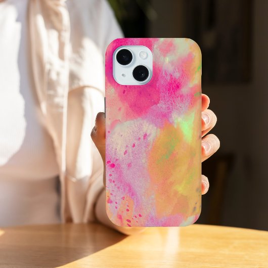 Abstracte Art Waterverf in Roze Geel Paarse Case-Mate iPhone Case