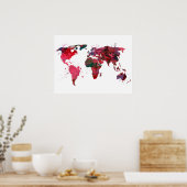 Abstracte Art Wereldkaart Poster (Keuken)