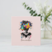 Abstracte artiest Afro Woman | Zwart-wit (Staand voorkant)