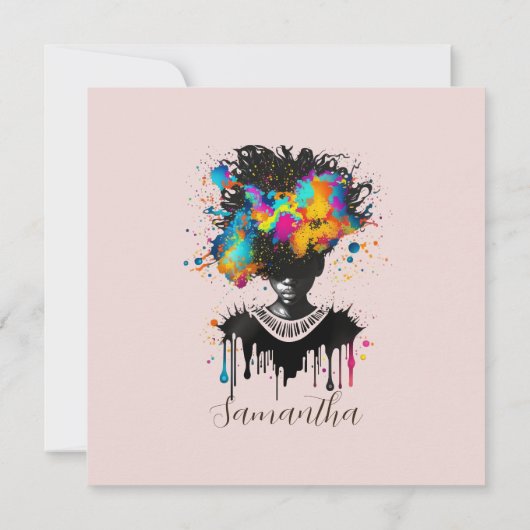 Abstracte artiest Afro Woman | Zwart-wit (Achterkant)