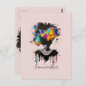 Abstracte artiest Afro Woman | Zwart-wit Briefkaart (Voorkant / Achterkant)