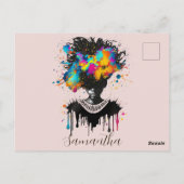 Abstracte artiest Afro Woman | Zwart-wit Briefkaart (Achterkant)