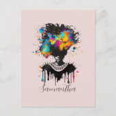 Abstracte artiest Afro Woman | Zwart-wit Briefkaart (Voorkant)