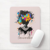 Abstracte artiest Afro Woman | Zwart-wit Muismat (Met muis)