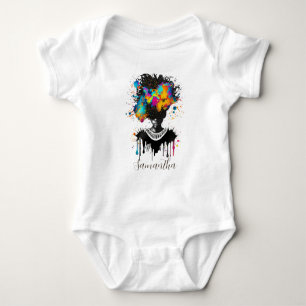 Abstracte artiest Afro Woman   Zwart-wit Romper