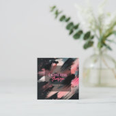Abstracte Artistic Pink Black Paint Brush Strokes Vierkante Visitekaartje (Staand voorkant)