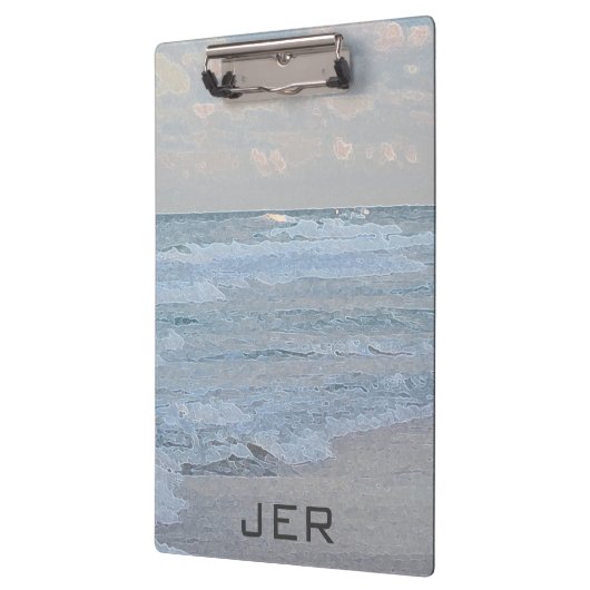 Abstracte artistieke blauwe groene oceaangolven klembord (Links)