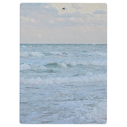 Abstracte artistieke blauwe groene oceaangolven klembord (Achterkant)