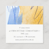 Abstracte Artistieke Geel Blauw Waterverf Art Logo Vierkante Visitekaartje (Achterkant)