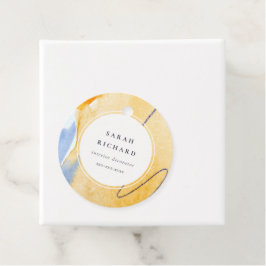 Abstracte Artistieke Geel Blauw Waterverf Kunst Bedankjes Labels