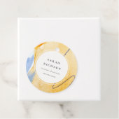 Abstracte Artistieke Geel Blauw Waterverf Kunst Bedankjes Labels (In situ)