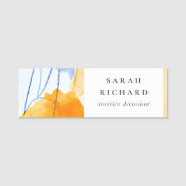 Abstracte Artistieke Geel Blauw Waterverf Kunst Naamplaatje