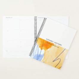 Abstracte Artistieke Geel Blauw Waterverf Kunst Planner