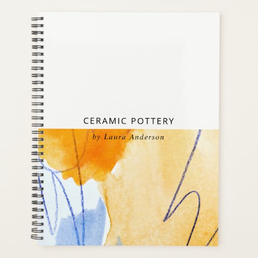 Abstracte Artistieke Geel Blauw Waterverf Kunst Planner (Voorkant)