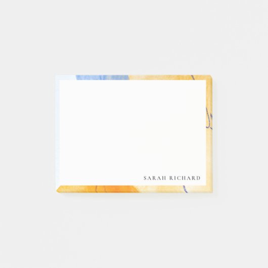 Abstracte Artistieke Geel Blauw Waterverf Kunst Post-it® Notes (Voorkant)