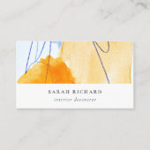 Abstracte Artistieke Geel Blauw Waterverf Kunst Visitekaartje (Voorkant)