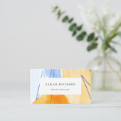 Abstracte Artistieke Geel Blauw Waterverf Kunst Visitekaartje (Staand voorkant)