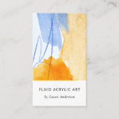 Abstracte Artistieke Geel Blauw Waterverf Kunst Visitekaartje (Voorkant)