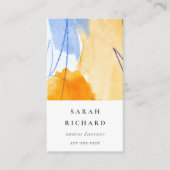 Abstracte Artistieke Geel Blauw Waterverf Kunst Visitekaartje (Voorkant)