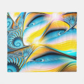 Abstracte artistieke gouden en blauwe moderne lich fleece deken (Voorkant (Horizontaal))