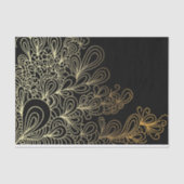 Abstracte artistieke gouden lijnspieken op zwart tissuepapier (Voorkant)