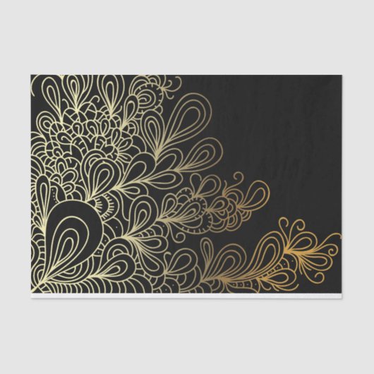 Abstracte artistieke gouden lijnspieken op zwart tissuepapier (Voorkant)