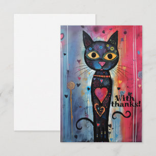 Abstracte artistieke grootoogkat bedankkaart