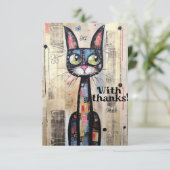 Abstracte artistieke grootoogkat bedankkaart (Staand voorkant)