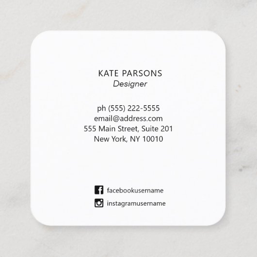 Abstracte artistieke organische Waterverf Vierkante Visitekaartje (Achterkant)