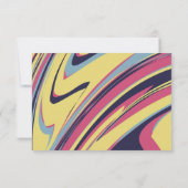 Abstracte artistieke retro blauw chic RSVP kaartje (Achterkant)