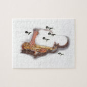 Abstracte artistieke saxofone muziekspeler legpuzzel (Horizontaal)