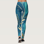 Abstracte Artistieke Stroom Naadloos Patroon Leggings (Achterkant)
