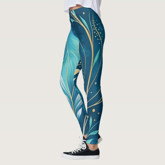 Abstracte Artistieke Stroom Naadloos Patroon Leggings (Links)