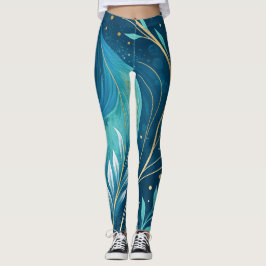Abstracte Artistieke Stroom Naadloos Patroon Leggings