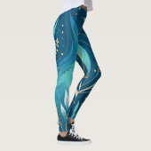 Abstracte Artistieke Stroom Naadloos Patroon Leggings (Rechts)